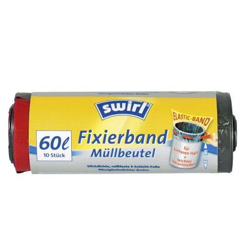 Preisvergleich Produktbild swirl Mülleimerbeutel, mit Fixierband, schwarz, 60 Liter