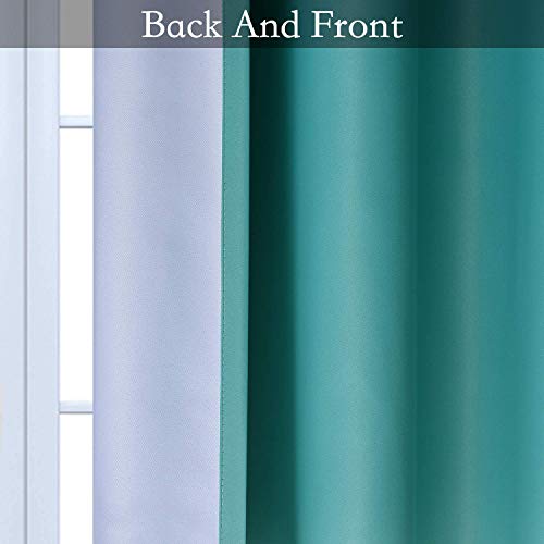 Image of SimpleHome Teal to Grey White Ombre Room Darkening Curtains 72 Inch | Curtains for Living Room,Light Blocking Thick Thermal Insulated Grommet Window Curtains Drapes for Bedroom, 2 Panels,52Wx72L