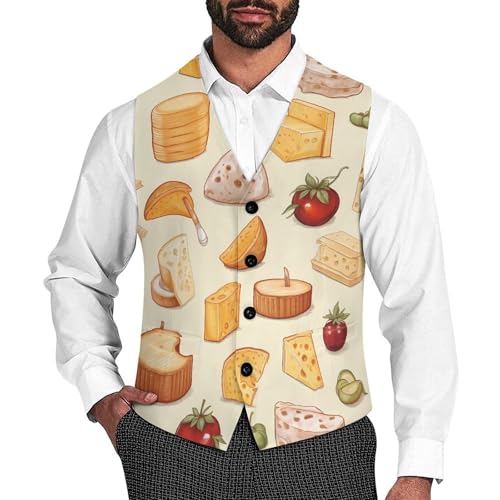 Cheese Men's Suit Vest Casual Business Slim Fit Waistcoat Vests for Tuxedo - Main Image