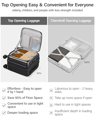 Image of Hanke 45cm Expandable Mini Cabin Trolley Bags, Hard Shell Polycarbonate Top Opening Suitcase, 8 Silent Spinner Wheels, Lightweight Carry On Luggage for Daily Commute & Short Travel,Jet Black