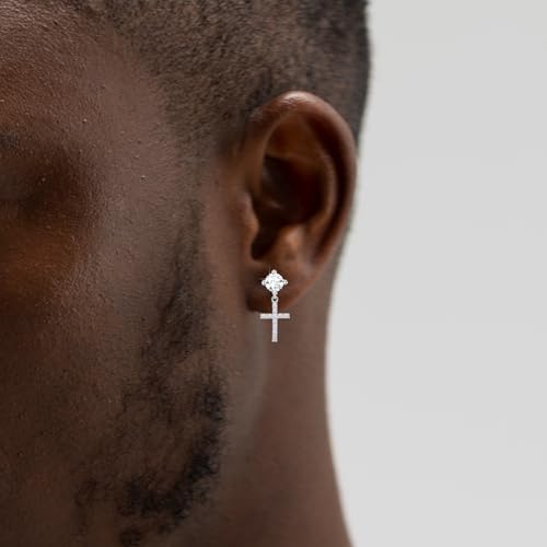 Sterling Silver Cross Earrings, Hypoallergenic Dangle Cross Hoop Stud Earrings for Women Men4