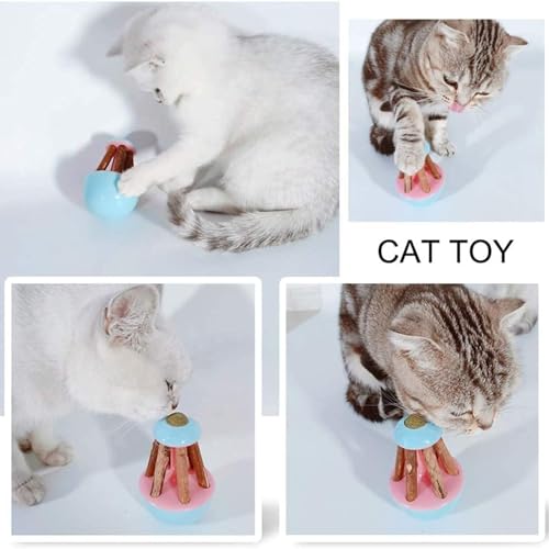 Image of cature Care by Nature Interactive Cat Catnip Toy - Cat Tumbler Toy With Catnip Ball And Silvervine Stick, Teeth Cleaning Chew Toy For Kitten, Fun Toy For Cat Exercise & Molar Tools (Pink)
