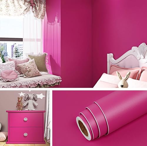 Image of HOME13 Wallpaper Peel & Stick Contact Paper Self Adheisve Pink Vinyl Wallpaper Kitchen Cabinet Remoavble (12x72 Inches, Pink Matte)