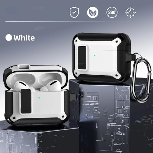 Image of Meyaar for AirPods Pro 3 Case, Clear Magnetic Automatic Lock Cases with Phone Stand with Keychain Case for Airpod Pro 3 for Men & Women (Lock White)