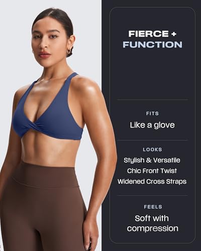 Image of Aoxjox Women's Satara Low Impact Sports Bra | chic front twist, widened cross straps, medium support,breathable fabric, workout fitness yoga crop tank, gym essential