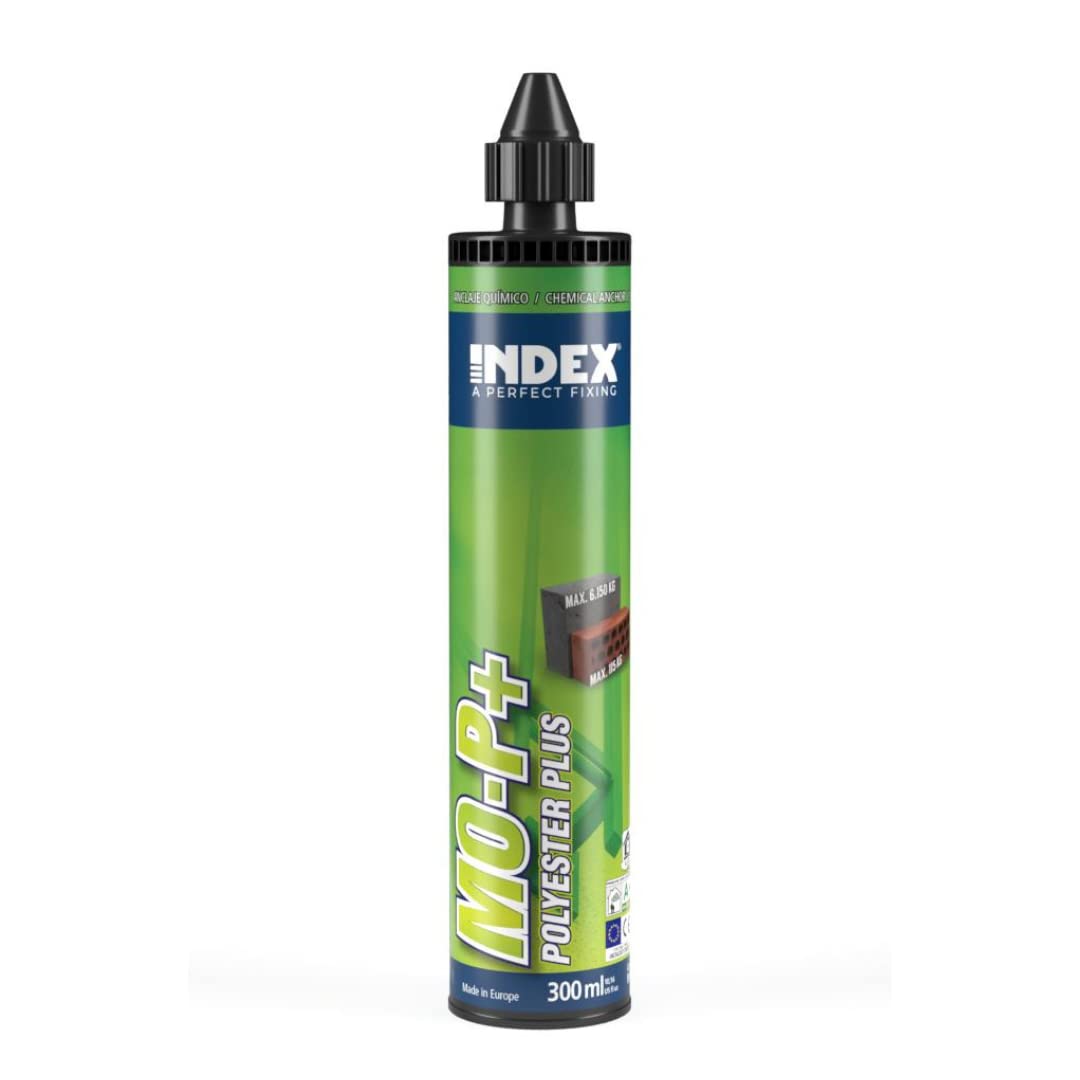 INDEX A PERFECT FIXING - MOP300 [MO- P+] Taco químico de polyester PLUS, Homologado para hormigón no fisurado, Cartucho de 300 ml y 2 cánulas