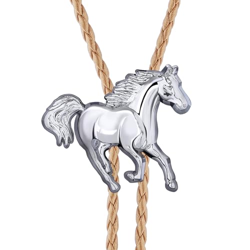 Image of GelConnie Bolo Ties for Men Women Western Cowboy Tie Mens Western Necklace Leather Necktie Gold Bolero Tie Cowboy Necklace