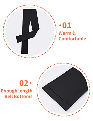 Girls Ice Skating Pants Black High Waist Leggings Soft Seamless Warm Bell Bottoms for Kids Teens Competition3