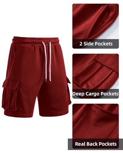 Image of Men's Cargo Sweat Shorts Casual Workout Athletic Jogger Gym SweatShorts