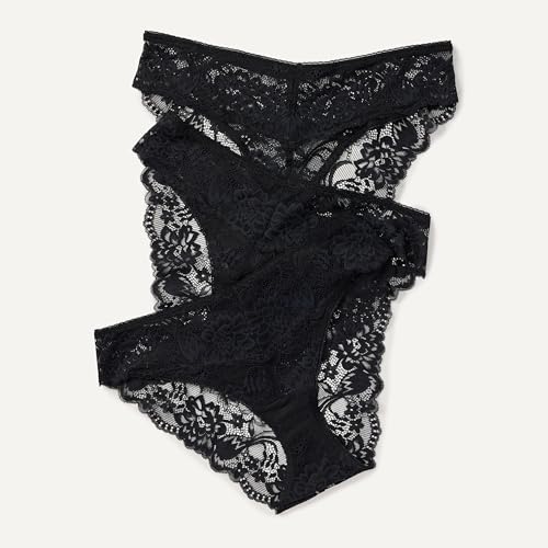 Amazon Essentials Women's Stretch Galloon Lace Knickers, Pack of 6, Black, Small - image 4