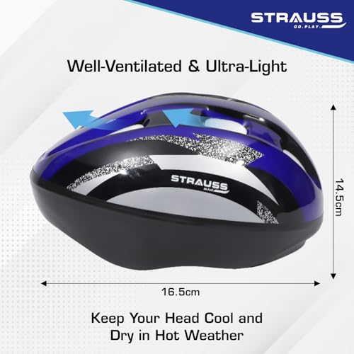 Image of Strauss ArmorX Cycling Helmet | Lightweight with Good Ventilation | Multi-Sport Helmet for Mountain, Road Biking & Skating | EPS Foam Lining for Protection | Ideal for Adults with 15+ Age (Blue)