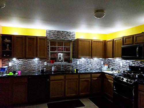 Silver Copper and Dark Blue Mixed Glass Mosaic for Fireplace Surround Wall Decor Black Crackle Crystal Glass Tile Backsplash Random Brick Pattern (Approx. 11 Square Feet)