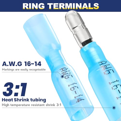 Haisstronica HU-XI-201 220Pcs Heat Shrink Bullet Connectors Awg22-10 Male And Female Wire Bullet Terminals Blue Red Yellow Bullet Butt Terminals Kit thumb #2