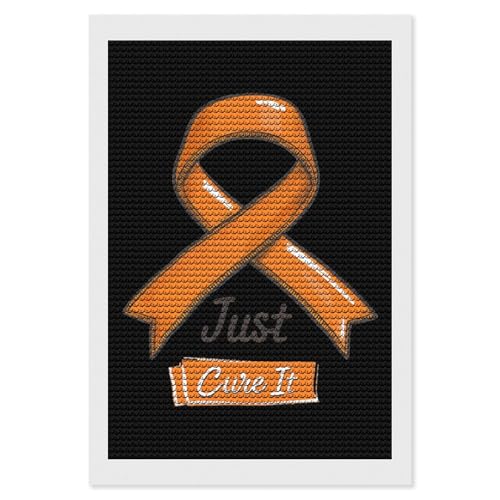 Just Cure It Orange Ribbon Leukemia Awareness Diamond Painting Kits for Adults Full Round Dril Diamond Art for Home Wall Decor 8
