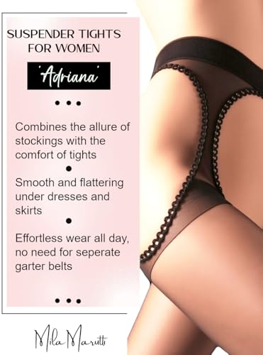 Mila Marutti Suspender Stockings for Women | Sheer Sexy Garter Pantyhose | Thigh High Tights Lingerie3