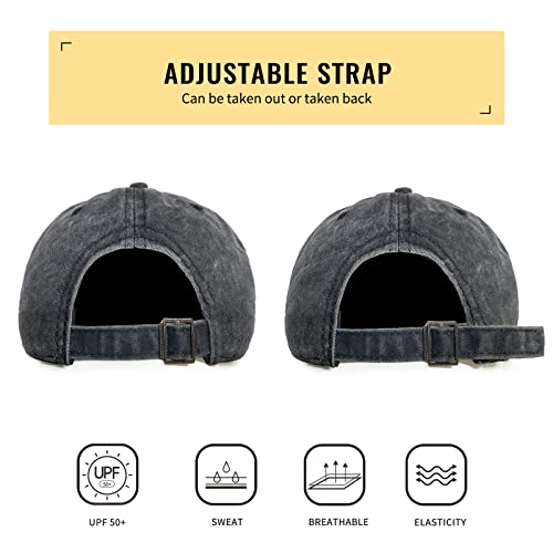Womens Baseball Caps Black Baseball Cap Women Hats Ball Cap Cute Cotton Distressed Dad Vintage Adjustable Denim Plain Black Unstructured Small Low Profile Ladies Fits Well Fashion（Love） #TOP3