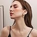 Hpoewre Chunky Two Tone Earrings for Women, Textured Thick Geometric Stud Earrings, Vintage Mix Color Women's Earrings, Hypoallergenic Fashion Jewelry Gift (Oval)