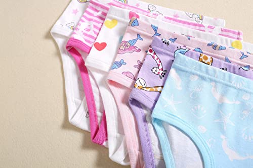 Naivete Girls Soft Cotton Panties Christmas Little Kids Breathable Cute Mermaid Underwear (Pack Of 6) 3T #TOP3