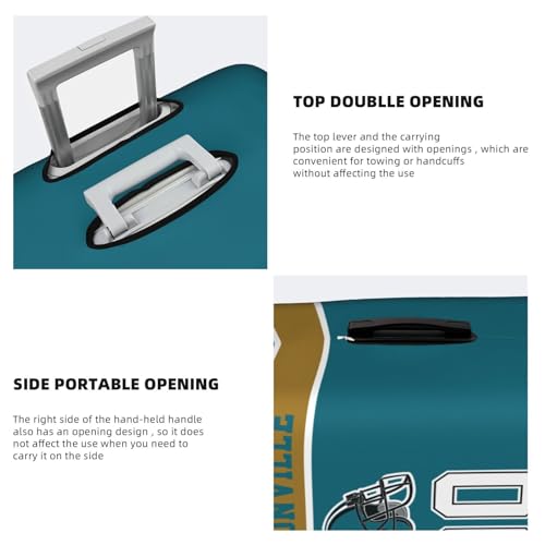 Image of Custom Jacksonville Luggage Cover Personalized Football Style Suitcase Cover with Name Number Customized Washable Elastic Sports Travel Suitcase Protector for Business Vacation Gifts