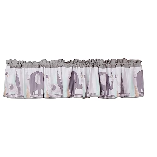 CribMATE 1 PC Elephant Print Nursery Window Valance Baby Toddler Room Widow Valance Unisex Grey 90 x 15 ''