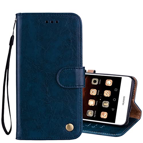 compatibile per HUAWEI NOVA YOUNG 4G LTE MYA-L11 / Y5 (2017) MYA-L03 L23 L02 L22 Custodia COVER stand LIBRO GEL silicone TPU eco pelle PORTAFOGLIO magnete interno porta carte (BLU)