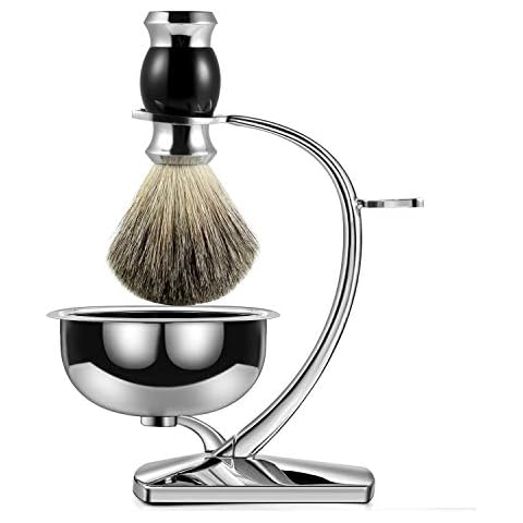 GRUTTI Premium Shaving Brush Set,Luxury Razor and Brush Stand Soap Bowl and Badger Hair Shaving Brush Gift Shaving Sets for Men-Crescent Moon Cover