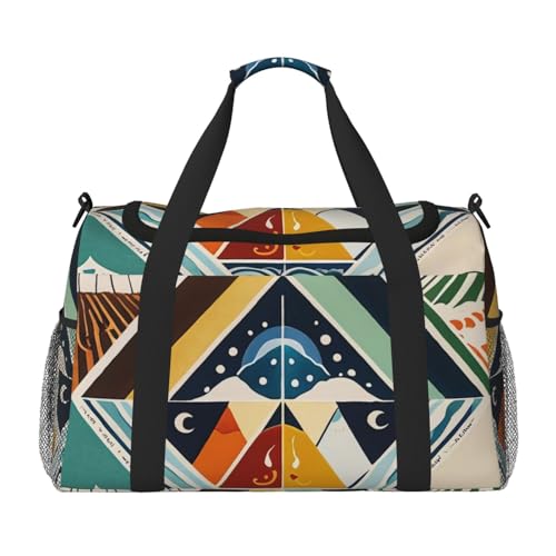 Four Elements Print Travel Duffel Bag for Men & Women, Foldable Travel Bags and Spacious Weekender Tote Bag for Storage Toiletry Luggage Personal Item