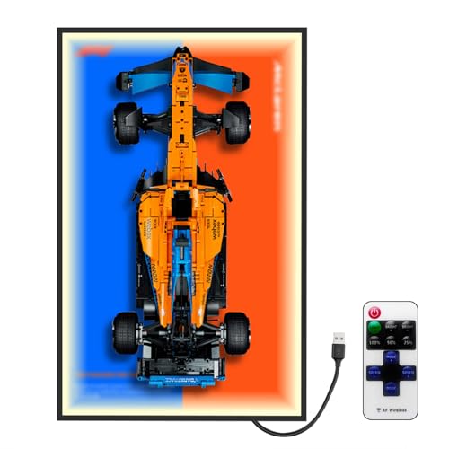 Car Wall Mounted for Lego Mclaren F1 42141, Display Wallboard with LED Lights for Car, Adult Collectibles Wall Mount, Gifts for Lego Lovers (Excluding Cars)
