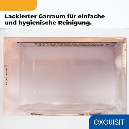 Exquisit Retro-Mikrowelle 700 Watt, 25,5 cm Drehteller, 1000 Watt Grill, 20L, 5 Leistungsstufen,...