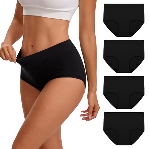 Image of INNERSY Women's Cotton Underwear High Waisted Briefs 4-Pack