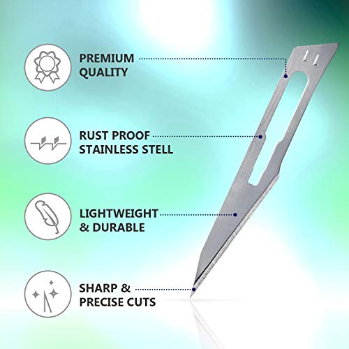 MyMed 15 Pack Scalpel Blades #11 and Scalpel Handle #3, Stainless Steel, Dermaplane Razor for Face, High Carbon Steel