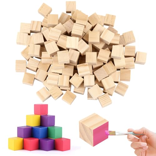 120 St&uuml;ck Holzw&uuml;rfel, 20mm Holzkl&ouml;tzchen zum Basteln Holz Nat&uuml;rliche Blanko Holzkl&ouml;tze Bausteine-W&uuml;rfel Holzbl&ouml;cke f&uuml;r Heimwerken, Bausteine, Malen, Lernen, Basteln