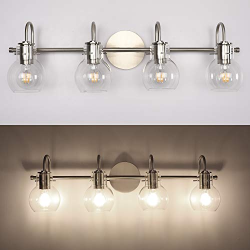 SOLFART Wall Lighting Bath Vanity Light Brushed Nickel Wall Decor Bathroom Light Fixtures (4 Lights-Exclude Bulb)