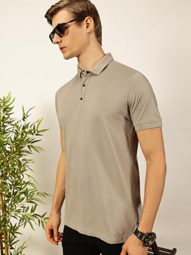 Image of Thomas Scott Men's | Solid | Half Sleeve | Regular Fit | 100% Cotton | Polo Collar | Button Closer | Casual Tshirt