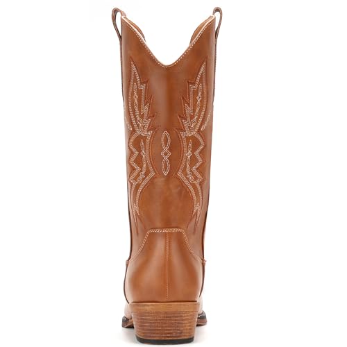 Image of IUV Cowboy Boots for Women Mid Calf Pull-On Cowgirl Boots