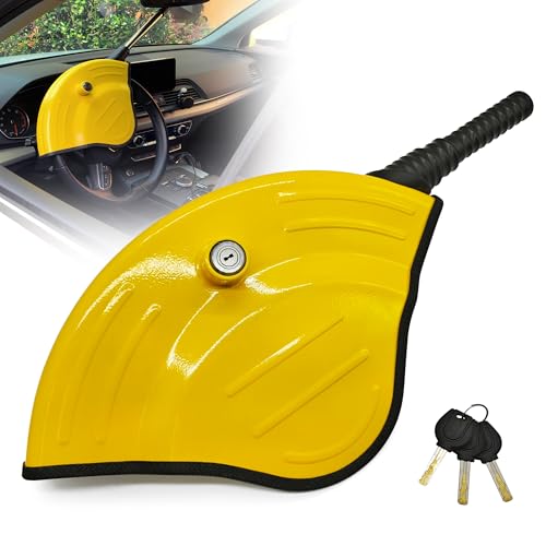 KAYCENTOP Universal Steering Wheel Lock Anti-Theft Car Devices Half Cover, Security Wheel Locks for Car, Adjustable Car Wheel Lock Fit Most Vehicle, Great Deterrent Yellow