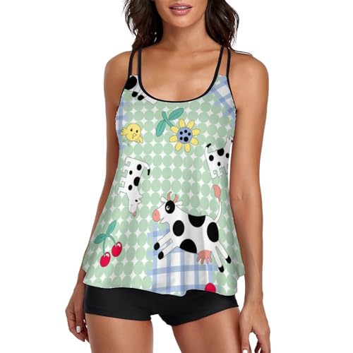 Ensembles bikini tankini avec short de garçon | Maillot de bain robe de plage imprimé