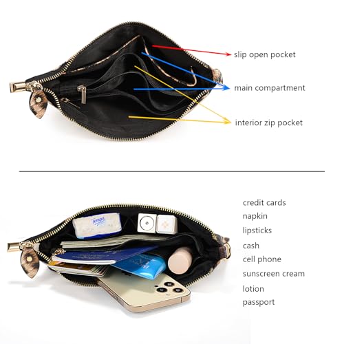Image of YALUXE Genuine Leather Wristlet Handbags Purses Cell Phone Pocket Clutch Wallet Crossbody Bags for Women