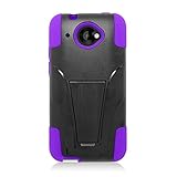 Eagle Cell HTC Desire 601 Hybrid Case with Y Stand - Retail Packaging - Purple/Black