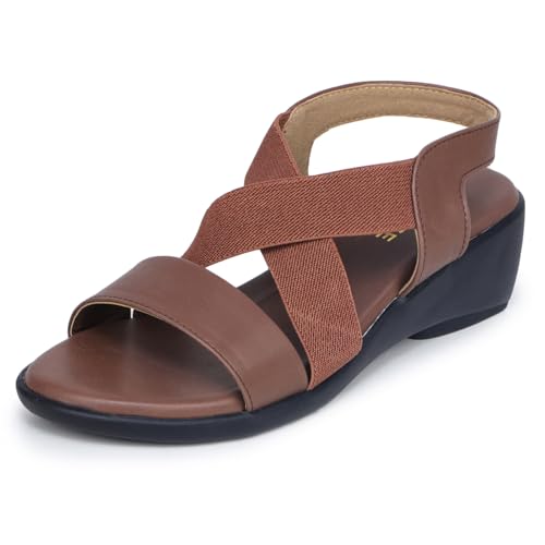 Image of TRASE Women's Fashion Sandals | Faux Leather Comfortable and Stylish Wedge | For Casual Wear & Formal Wear Occasions 2 inches heel for Women & Girls