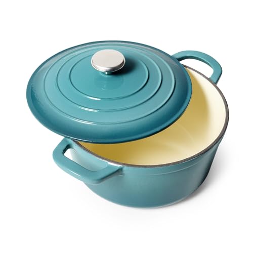 Sur La Table Enameled Cast Iron Round Dutch Oven, 5 qt, Light Blue