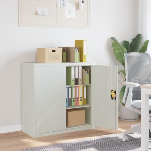 ShGaxin Aktenschrank mit 2 Türen, Metallschrank, Werkstattschrank, Werkzeugschrank, Büroschrank, Lagerschrank, Garagenschrank, Stahlschrank, Grau 90 cm Stahl