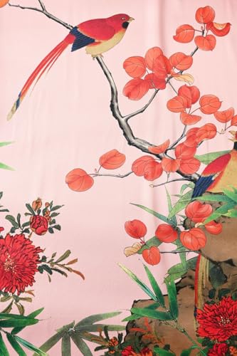 Image of Women's Silk Kimono Robe Short Bathrobe Nightgown 100% Mulberry Silk for Women - Classic Floral Pattern