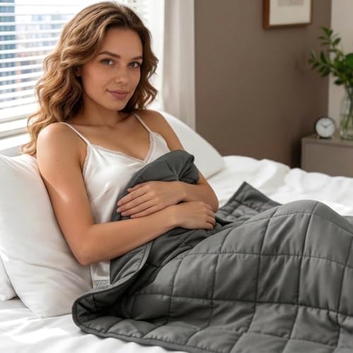 Image of Smart Queen Weighted Blanket 20 lbs for Adults & Couple to Share (60 inchx 80 inch, Queen Size) Heavy Blanket for Bedding, Soft Breathable Cotton with Machine Washable for Sleeping
