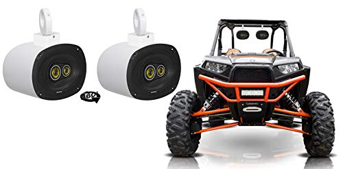 (2) Kicker CSC693 6x9 360 Swivel White Aluminum Tower Speakers for RZR/ATV/UTV