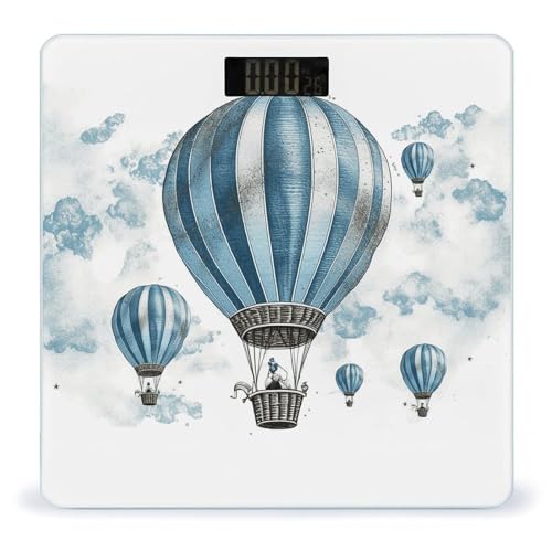 Báscula digital de baño Blue Hot Air Balloon con vidrio templado miniatura 1