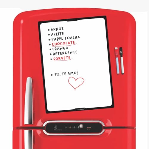 Mega Lousa Planner Magnético para Geladeira Com Ímã - Recados Anotações Lembrete - 2 Canetas