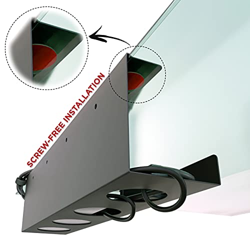 Under Desk Cable Management Tray - No Drill Organizer for Glass and Standing Desks - Wire Rack (Black, Single 17'')