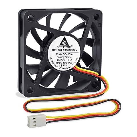 GDSTIME 60mm CPU Fan 12V Computer Fan 60 x 10mm CPU Cooler 6CM PC Fan 3 Pin DC Brushless Cooling Fan 3500 RPM Case Fan Cooler For Router Game Console Cabinet Inverter Ventilation Fan Replacement Cover