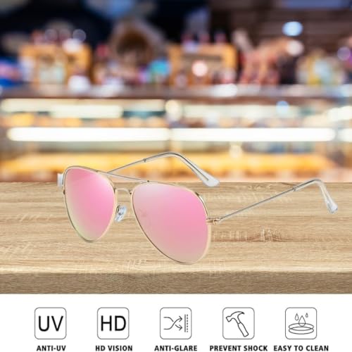 3-Pack Aviator Polarized Sunglasses Womens & Men – UV400 Protection, Stylish & Lightweight Mens Sunglasses, 3 Colors (Grey/Green/Pink, 58mm - Medium)4